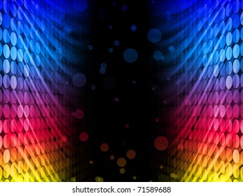 Vector - Disco Abstract Colorful Waves on Black Background