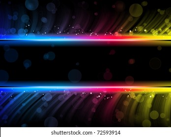 Vector - Disco Abstract Colorful Waves on Black Background