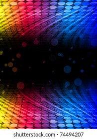 Vector - Disco Abstract Colorful Waves on Black Background