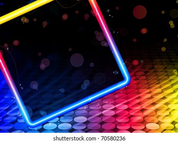 Vector - Disco Abstract Square Box on Black Background
