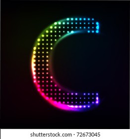 Vector Disco alphabet. Letter C