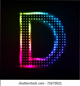 Vector Disco alphabet. Letter D