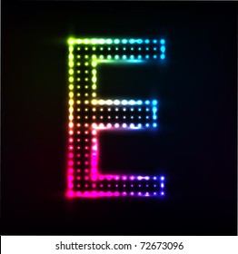 Vector Disco alphabet. Letter E