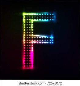 Vector Disco alphabet. Letter F