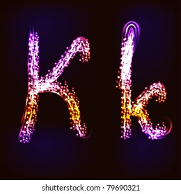 Vector Disco alphabet. Letter K
