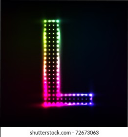 Vector Disco alphabet. Letter L