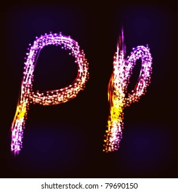 Vector Disco alphabet. Letter P