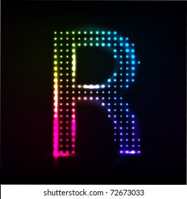 Vector Disco alphabet. Letter R