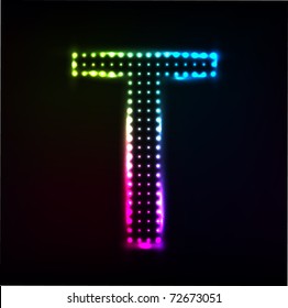 Vector Disco alphabet. Letter T