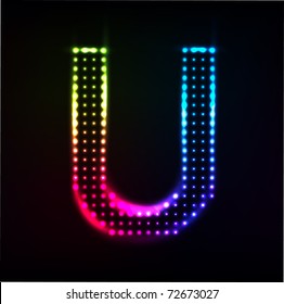 Vector Disco alphabet. Letter U