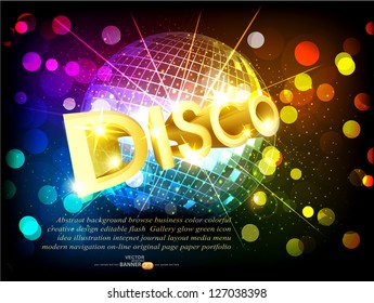 fondo disco vectorial con bolas disco y letras doradas