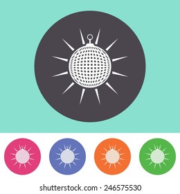Vector disco ball icon on round colorful buttons