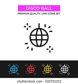 Icono de bola disco vectorial. Concepto de partido. Diseño gráfico de primera calidad. Signos modernos, colección de símbolos de esquema, iconos simples de línea delgada para sitios web, diseño web, aplicación móvil, infografías