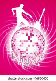 Vector  disco ball with a silhouette