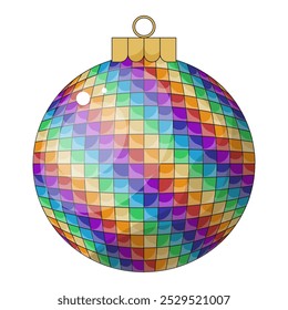 Diseño de Plantilla de bola de discoteca de Vector aislado fondo transparente. Diseño de bola de Navidad en color de bola retro disco. Ilustración vectorial. para el diseño de la cubierta del cartel del flayer del día de fiesta y del partido. EPS 10