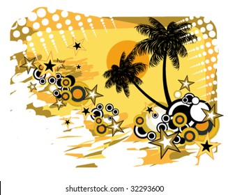 VECTOR Disco Dance Tropical Music Flyer with colorful background