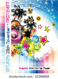 VECTOR Disco Dance Tropical Music Flyer with colorful background