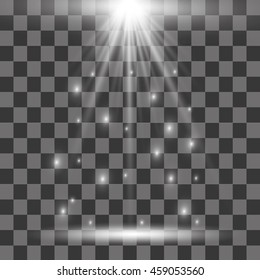  Vector disco lights background illustration. Transparent shine lights background. Bright lighting effect disco lights.