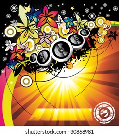 VECTOR Disco Music Summertime event background