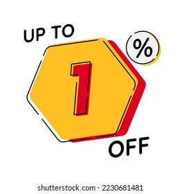 Vector of discount up to 1%, suitable for advertising content