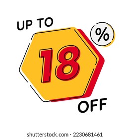 Vector of discount up to 18%, suitable for advertising content