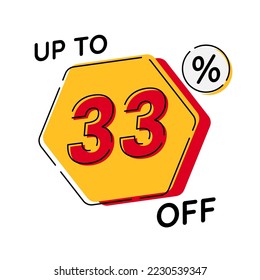 Vector de descuento de hasta un 33%, adecuado para contenido publicitario