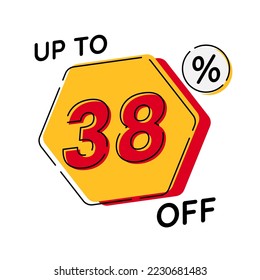 Vector of discount up to 38%, suitable for advertising content