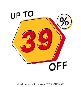 Vector of discount up to 39%, suitable for advertising content