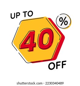 Vector of discount up to 40%, suitable for advertising content