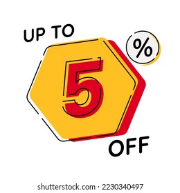Vector of discount up to 5%, suitable for advertising content