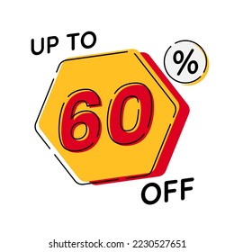 Vector of discount up to 60%, suitable for advertising content