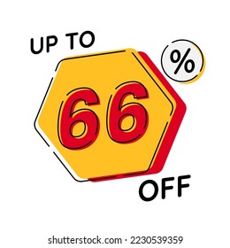 Vector of discount up to 66%, suitable for advertising content