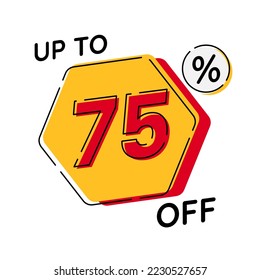 Vector de descuento de hasta el 75%, adecuado para contenido publicitario