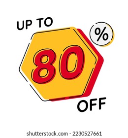 Vector of discount up to 80%, suitable for advertising content
