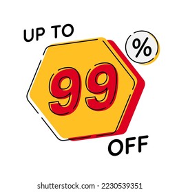 Vector of discount up to 99%, suitable for advertising content