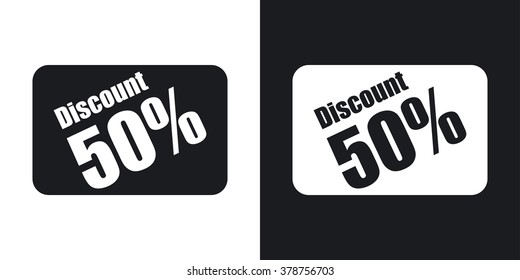 Vector discount card icon. Two-tone version on black and white background