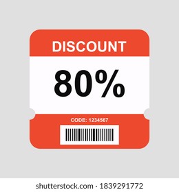 Vector discount coupon flyer sticker or banner with barcode