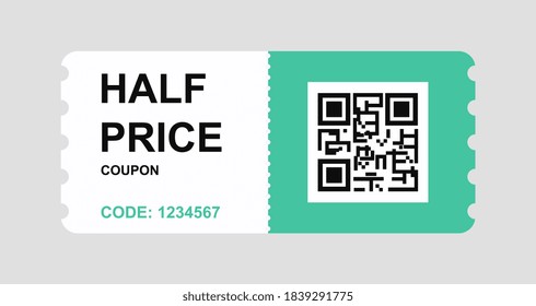 Vector Discount Coupon Flyer Sticker Or Banner With QR Code