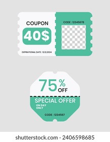 Vector discount coupon flyer sticker with QR code