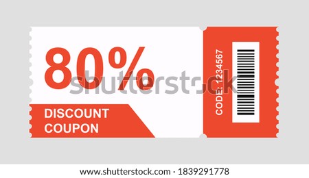 Vector discount coupon flyer sticker or banner with barcode