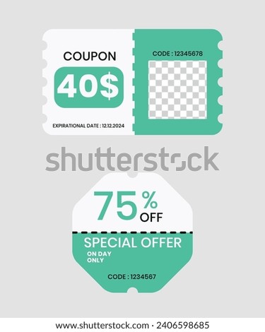 Vector discount coupon flyer sticker with QR code