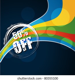 etiqueta de descuento vectorial en fondo azul