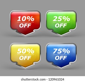 Vector discount labels in four colors