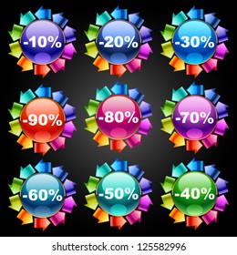 Vector discount labels. Multicolored flowers