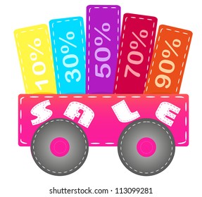 Vector discount labels in pink carriage
