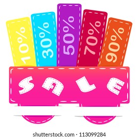 Vector discount labels in pink carriage