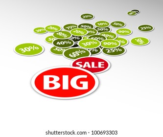 Vector discount sale background illustration made from circle badges