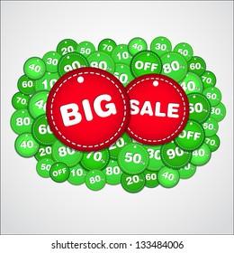 Vector discount sale background illustration made from circle badges