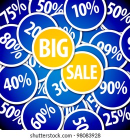 Vector discount sale background illustration made from circle badges