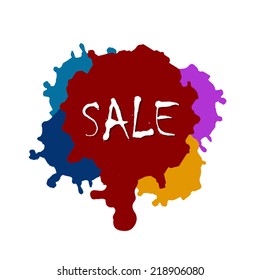 Vector discount and sale labels on stains. 